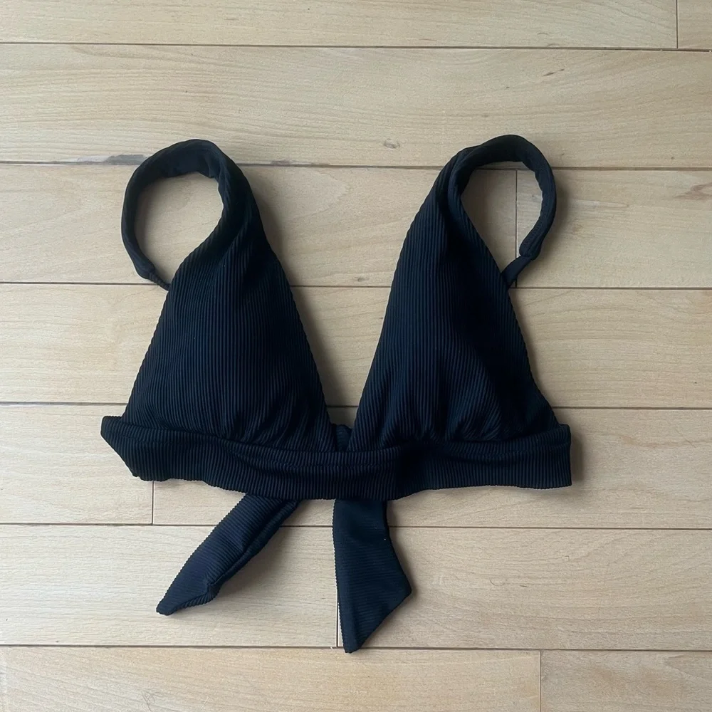 Aerie Black Ribbed Bikini Top - Picture 1 of 4